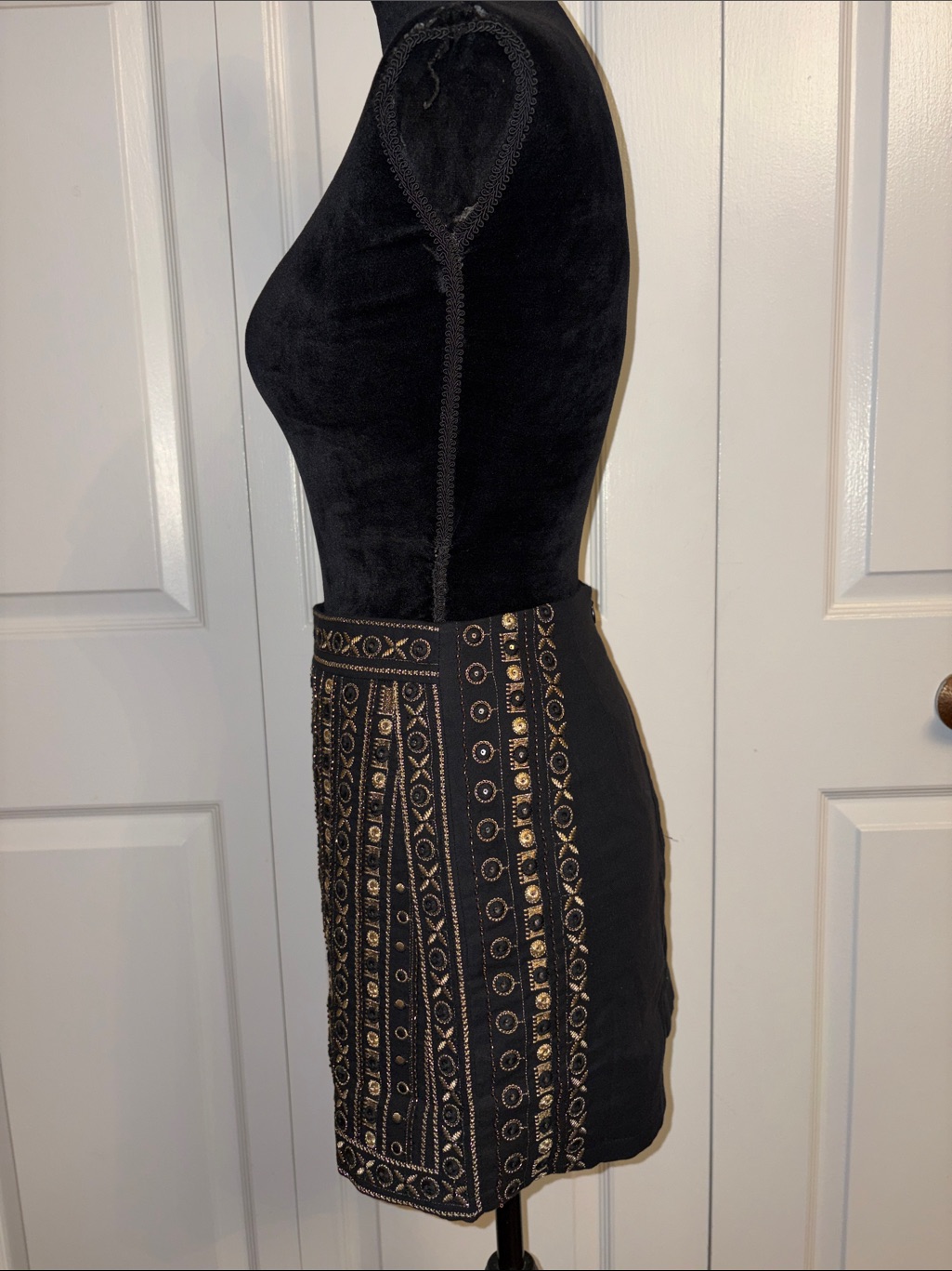 Embellished Black & Gold Mini Skirt — image 2 of 5